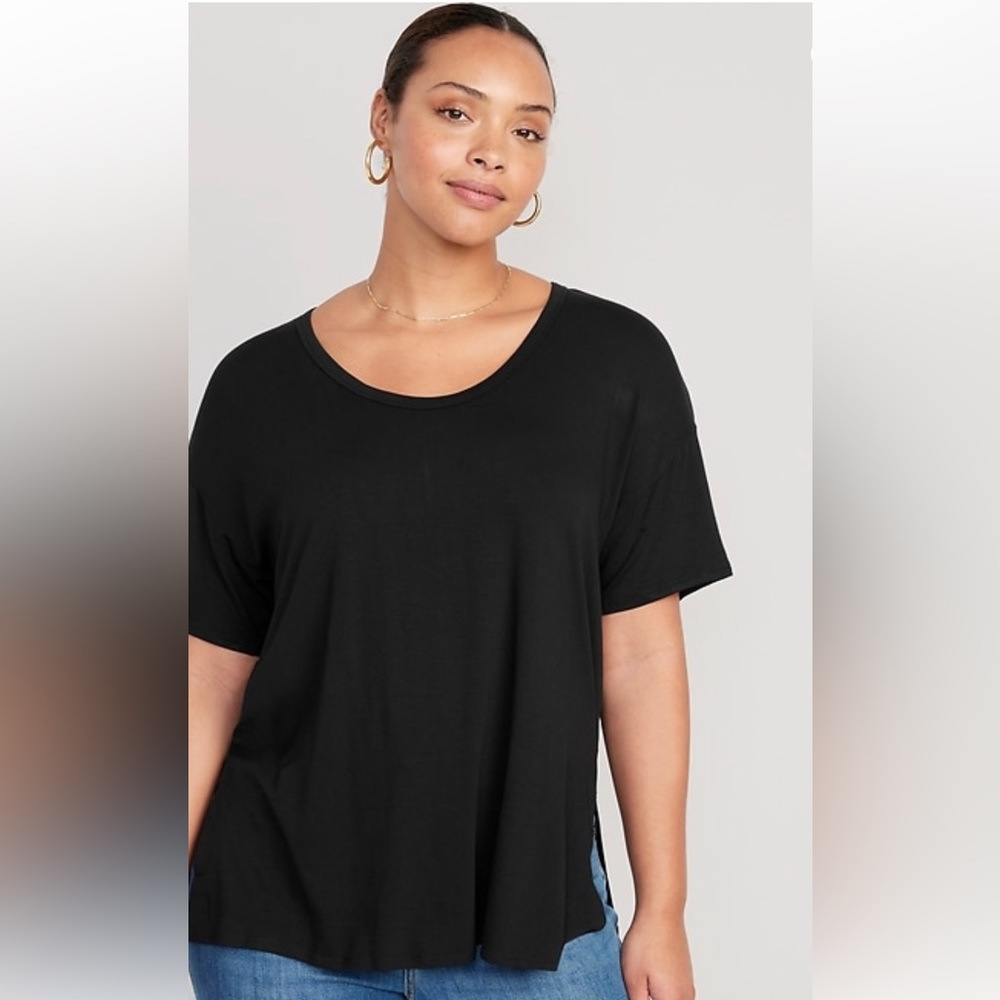Oversized Luxe Voop-Neck Tunic T-Shirt